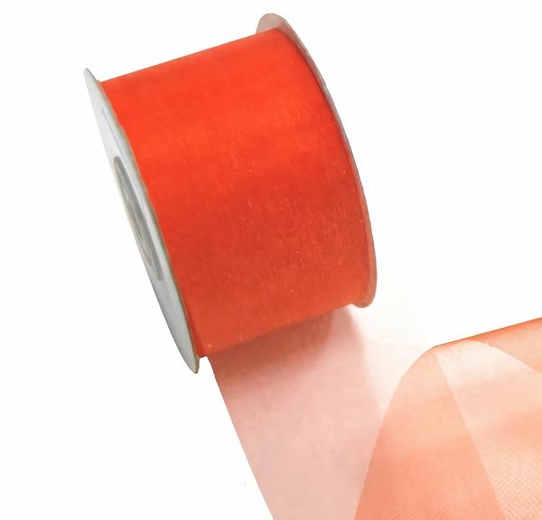 Organza Ribbon | Sheer Organza Cut Edge Ribbon – 50Mm X 25M – Orange Organza Ribbon Organza Ribbon