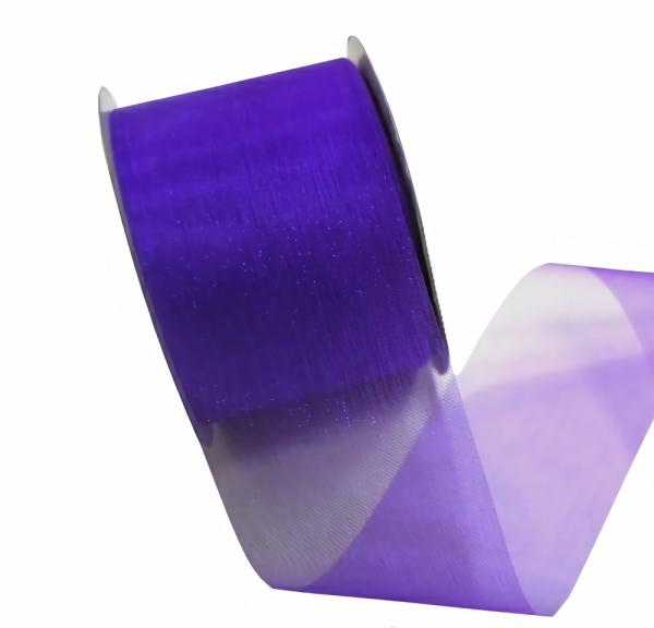 Organza Ribbon | Sheer Organza Cut Edge Ribbon – 50Mm X 25M – Violet Organza Ribbon Organza Ribbon