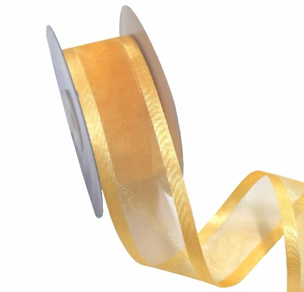 Organza Ribbon | Sheer Organza Satin Edge Ribbon – 38Mm X 25M – Gold Organza Ribbon Organza Ribbon