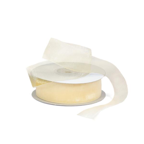 Organza Ribbon | Sheer Organza Woven Edge – 25Mm X 25M – Cream Organza Ribbon Organza Ribbon