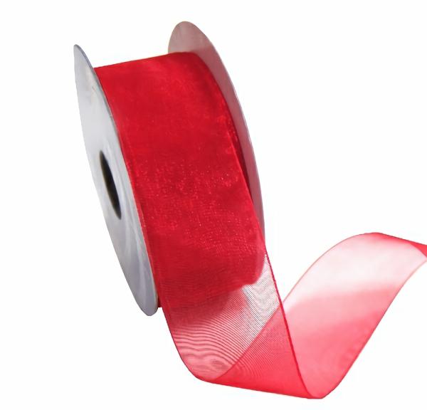 Organza Ribbon | Sheer Organza Woven Edge – 38Mm X 25M – Red Organza Ribbon Organza Ribbon