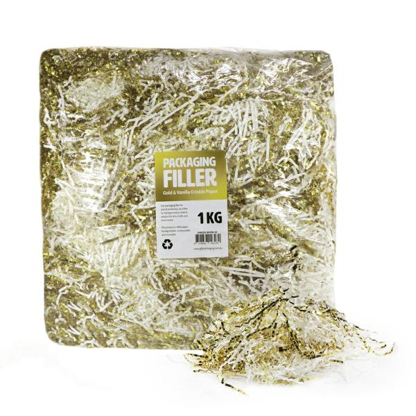 Paper Shreds | Shredded Paper Shreds Filler – 1Kg – Vanilla & Gold Mix Paper Shreds Paper Shreds