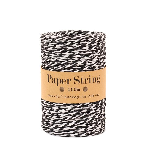 Paper Twine & Paper Raffia | Paper Twine – 2Mm X 100Metres – Black/White Paper String Paper Twine & Paper Raffia Paper Twine & Paper Raffia