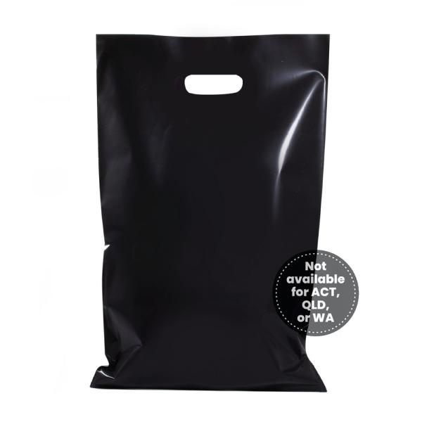 Plastic Bags – Thick Multi-Use | 100 X Plastic Carry Bags Large With Die Cut Handle – Ldpe – Glossy Black Bags Plastic Bags – Thick Multi-Use