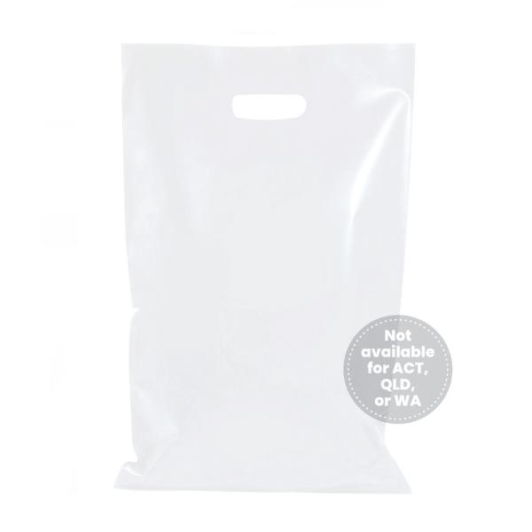 Plastic Bags – Thick Multi-Use | 100 X Plastic Carry Bags Large With Die Cut Handle – Ldpe – Glossy White Bags Plastic Bags – Thick Multi-Use