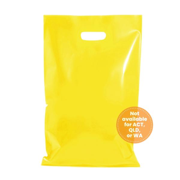 Plastic Bags – Thick Multi-Use | 100 X Plastic Carry Bags Large With Die Cut Handle – Ldpe – Glossy Yellow Bags Plastic Bags – Thick Multi-Use