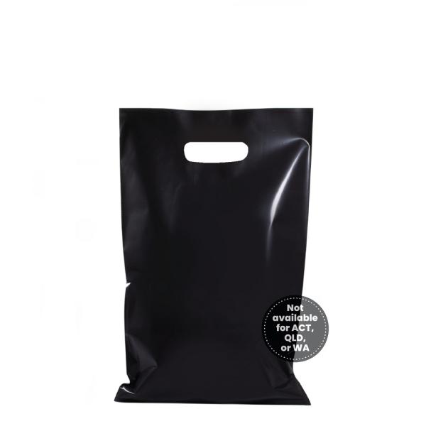 Plastic Bags – Thick Multi-Use | 100 X Plastic Carry Bags Small – Medium With Die Cut Handle – Ldpe – Glossy Black Bags Plastic Bags – Thick Multi-Use