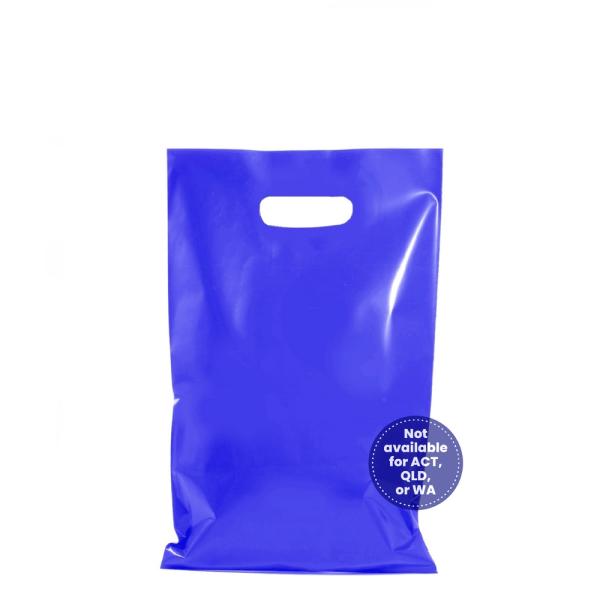 Plastic Bags – Thick Multi-Use | 100 X Plastic Carry Bags Small – Medium With Die Cut Handle – Ldpe – Glossy Blue Bags Plastic Bags – Thick Multi-Use