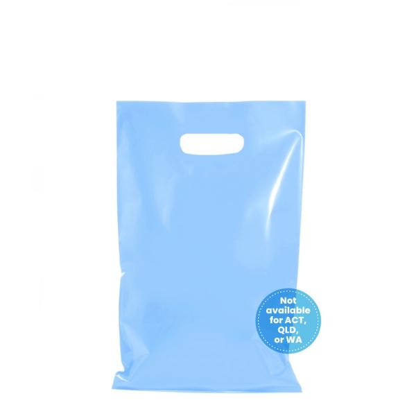 Plastic Bags – Thick Multi-Use | 100 X Plastic Carry Bags Small – Medium With Die Cut Handle – Ldpe – Glossy Light Blue Bags Plastic Bags – Thick Multi-Use