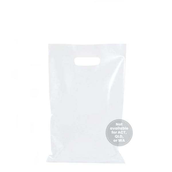 Plastic Bags – Thick Multi-Use | 100 X Plastic Carry Bags Small – Medium With Die Cut Handle – Ldpe – Glossy White Bags Plastic Bags – Thick Multi-Use