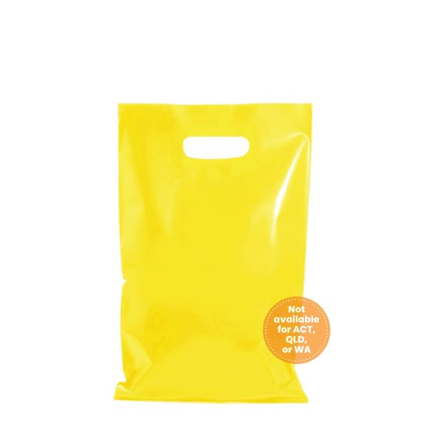 Plastic Bags – Thick Multi-Use | 100 X Plastic Carry Bags Small – Medium With Die Cut Handle – Ldpe – Glossy Yellow Bags Plastic Bags – Thick Multi-Use