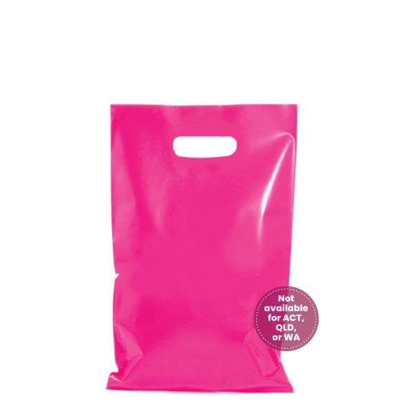 Plastic Bags – Thick Multi-Use | 100 X Plastic Carry Bags Small – Medium With Die Cut Handle – Ldpe – Hot Pink Bags Plastic Bags – Thick Multi-Use