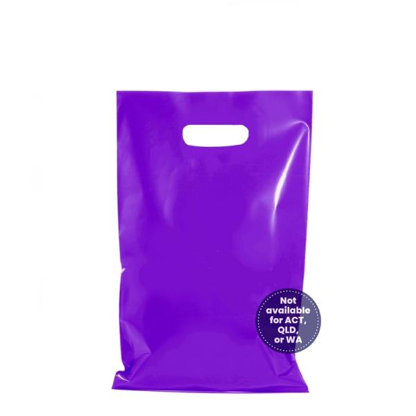 Plastic Bags – Thick Multi-Use | 100 X Plastic Carry Bags Small – Medium With Die Cut Handle – Ldpe – Purple Bags Plastic Bags – Thick Multi-Use