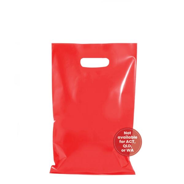 Plastic Bags – Thick Multi-Use | 100 X Plastic Carry Bags Small – Medium With Die Cut Handle – Ldpe – Red Bags Plastic Bags – Thick Multi-Use