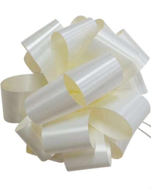 Pom Pom Bows – Pull String | 10 X Jumbo – Pull String Pom Pom Bow – 16Cm – Ivory Cream Gift Bows Pom Pom Bows - Pull String