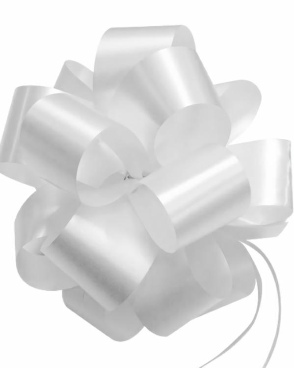 Pom Pom Bows – Pull String | 10 X Pull String Jumbo Pom Pom Bow – 16Cm – White Gift Bows Pom Pom Bows - Pull String