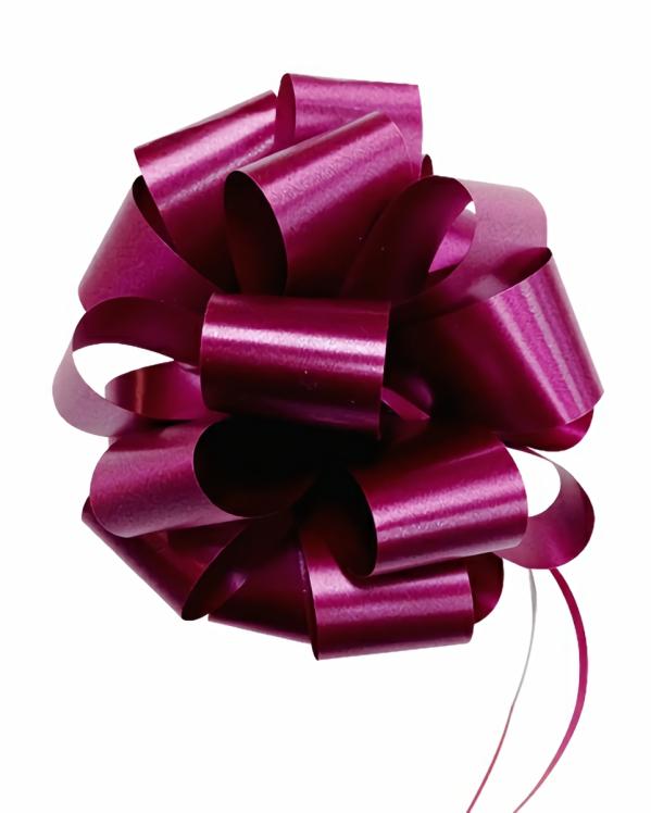 Pom Pom Bows – Pull String | 12 X Pull String Pom Pom Bow – Burgundy Gift Bows Pom Pom Bows - Pull String