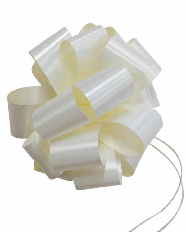 Pom Pom Bows – Pull String | 12 X Pull String Pom Pom Bow – Ivory Cream Gift Bows Pom Pom Bows - Pull String