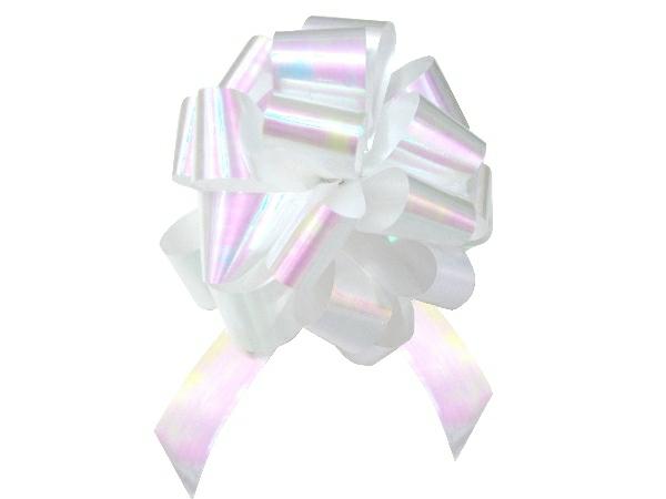 Pom Pom Bows – Pull String | 12 X Pull String Pom Pom Bow – Pearl White Gift Bows Pom Pom Bows - Pull String