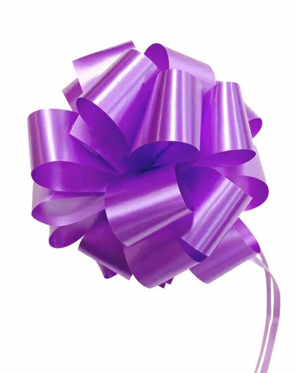 Pom Pom Bows – Pull String | 12 X Pull String Pom Pom Bow – Purple Gift Bows Pom Pom Bows - Pull String