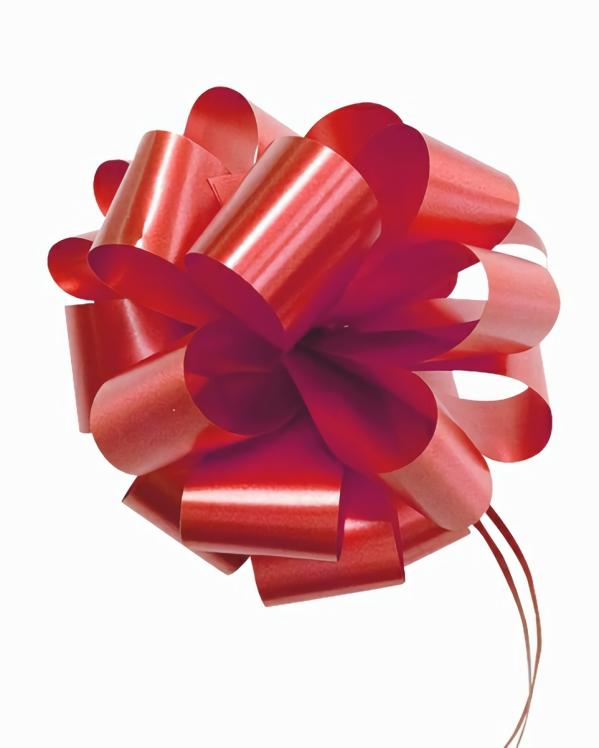 Pom Pom Bows – Pull String | 12 X Pull String Pom Pom Bow – Red Gift Bows Pom Pom Bows - Pull String