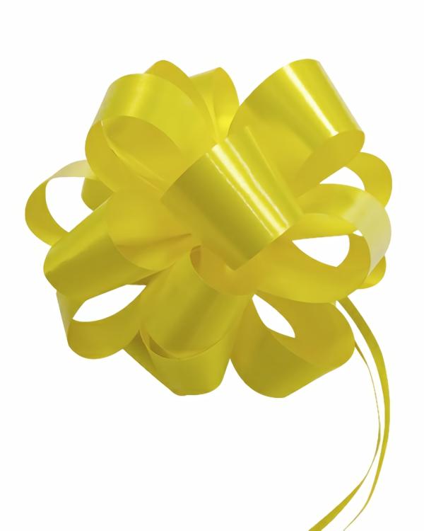 Pom Pom Bows – Pull String | 12 X Pull String Pom Pom Bow – Yellow Gift Bows Pom Pom Bows - Pull String