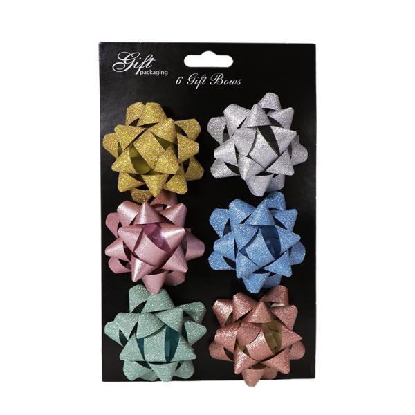 Retail Ready Bows | 6 X Mini Star Bows – Assorted Glitter Sparkle Pack Gift Bows Retail Ready Bows