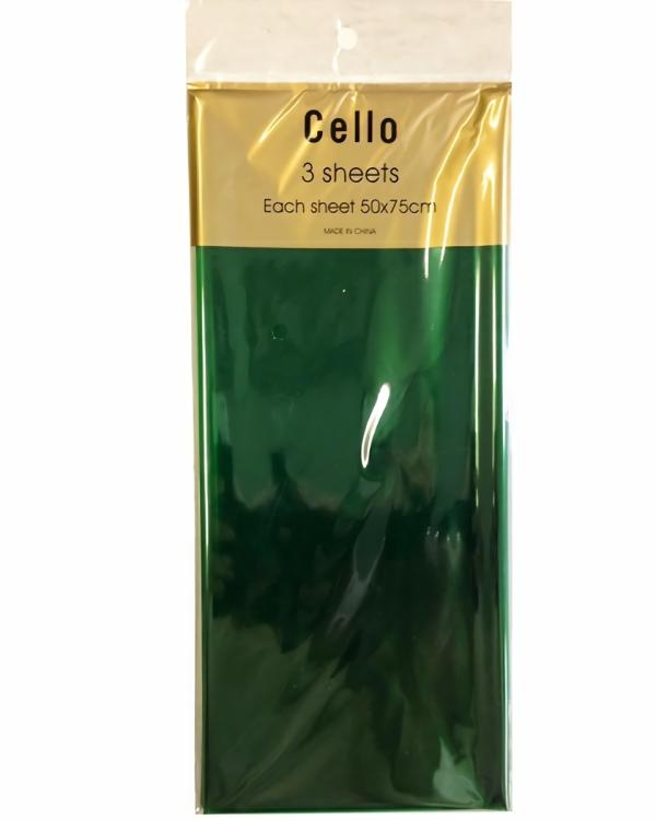 Retail Wrap Packs | Cello Cellophane Sheets – 3 Sheet Pack – Green Gift Wrapping & Tissue Paper Retail Wrap Packs