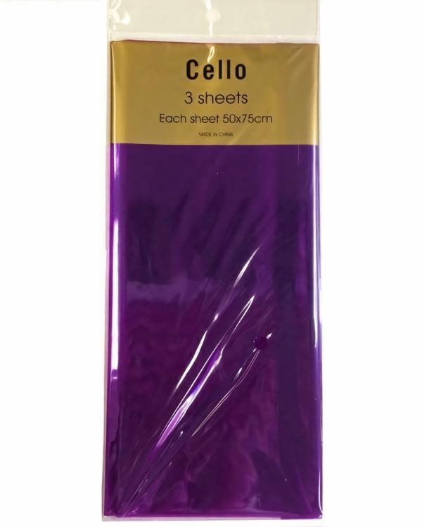 Retail Wrap Packs | Cello Cellophane Sheets – 3 Sheet Pack – Purple Gift Wrapping & Tissue Paper Retail Wrap Packs