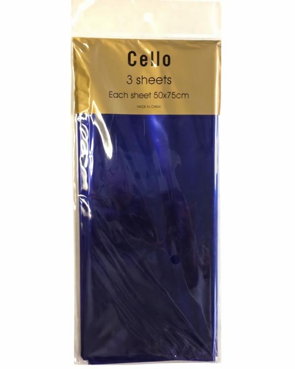 Retail Wrap Packs | Cello Cellophane Sheets – 3 Sheet Pack – Royal Blue Gift Wrapping & Tissue Paper Retail Wrap Packs