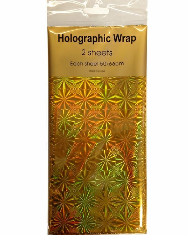 Retail Wrap Packs | Holographic Foil Wrap – 2 Sheet – Gold Gift Wrapping & Tissue Paper Retail Wrap Packs