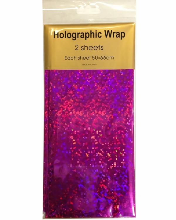 Retail Wrap Packs | Holographic Foil Wrap – 2 Sheet – Hot Pink Gift Wrapping & Tissue Paper Retail Wrap Packs