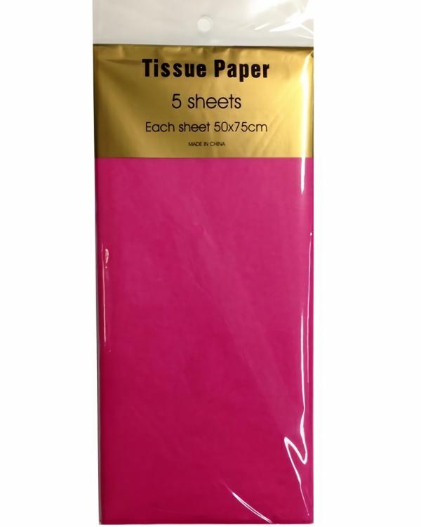 Retail Wrap Packs | Tissue Paper – 5 Sheet – Hot Pink Gift Wrapping & Tissue Paper Retail Wrap Packs