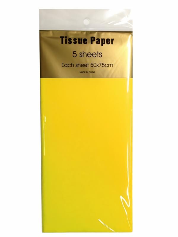 Retail Wrap Packs | Tissue Paper – 5 Sheet – Yellow Gift Wrapping & Tissue Paper Retail Wrap Packs