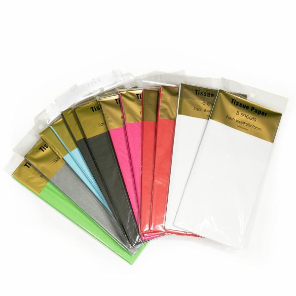 Retail Wrap Packs | Tissue Paper – Assorted Colours (12 Packs Of 5 Sheets) – 60 Sheets Gift Wrapping & Tissue Paper Retail Wrap Packs