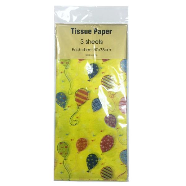 Retail Wrap Packs | Tissue Paper Printed – 3 Sheet – Balloons Gift Wrapping & Tissue Paper Retail Wrap Packs