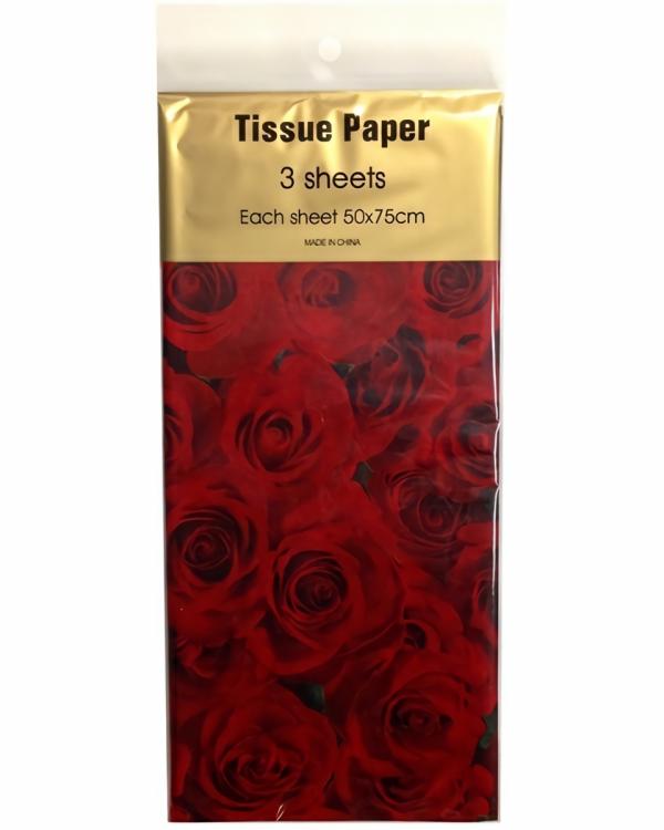 Retail Wrap Packs | Tissue Paper Printed – 3 Sheet – Floral Roses Gift Wrapping & Tissue Paper Retail Wrap Packs