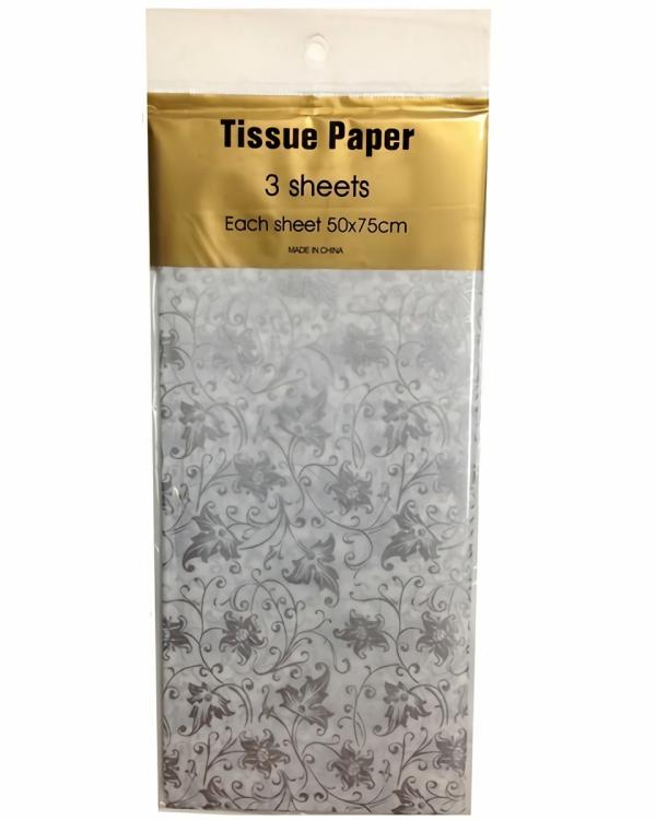 Retail Wrap Packs | Tissue Paper Printed – 3 Sheet – Silver Wedding Gift Wrapping & Tissue Paper Retail Wrap Packs