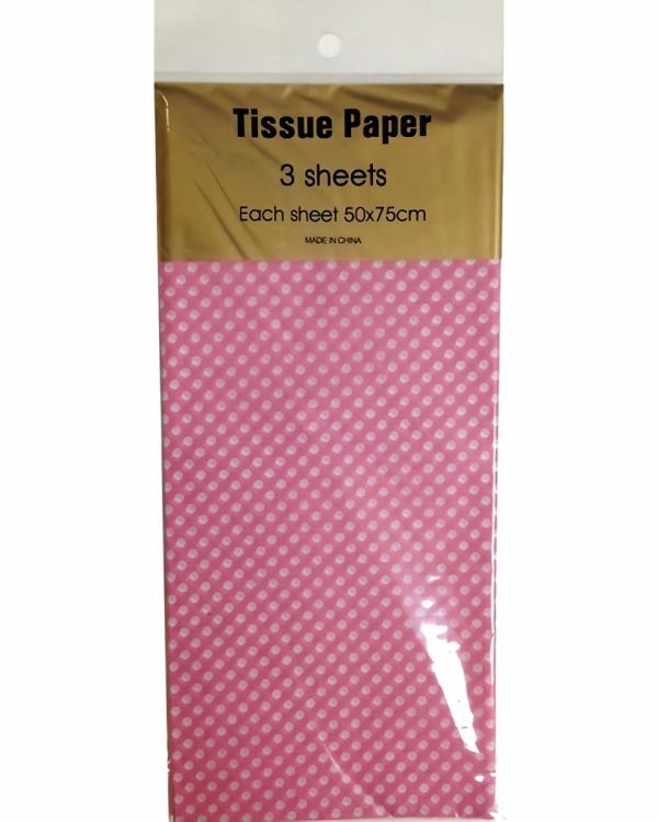 Retail Wrap Packs | Tissue Paper Printed – 3 Sheet – White Dots On Pink Gift Wrapping & Tissue Paper Retail Wrap Packs