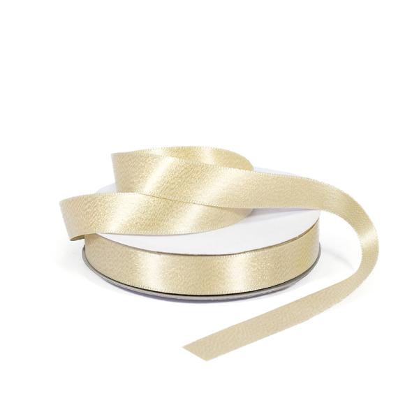 Satin Ribbon | Double Sided Satin Ribbon – Woven Edge – 15Mm X 25M – Metallic Champagne Ribbons Satin Ribbon