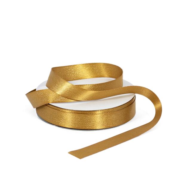 Satin Ribbon | Double Sided Satin Ribbon – Woven Edge – 15Mm X 25M – Metallic Gold Ribbons Satin Ribbon