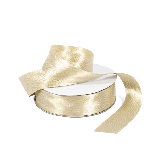 Satin Ribbon | Double Sided Satin Ribbon – Woven Edge – 25Mm X 25M – Metallic Champagne Ribbons Satin Ribbon