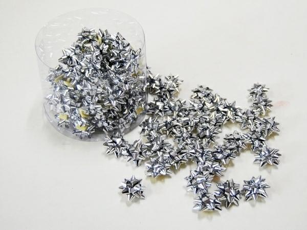 Star Bows | 100 Pack Of Itsy Bitsy – 2.5Cm Metallic Star Bows – Silver Gift Bows Star Bows