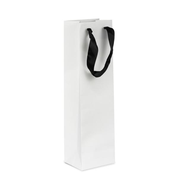 Wine Bottle Gifts Bags | Kraft Bags – Premium White Single Wine Bottle Gift Bag – Black Handles Bags Kraft Paper Bags - Premium