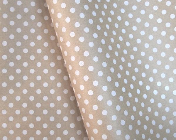 Gift Wrap Paper Rolls – Bulk | Wrapping Paper – 500Mm X 60M – White Dots On Kraft Brown Gift Wrap Paper Rolls - Bulk Gift Wrap Paper Rolls - Bulk