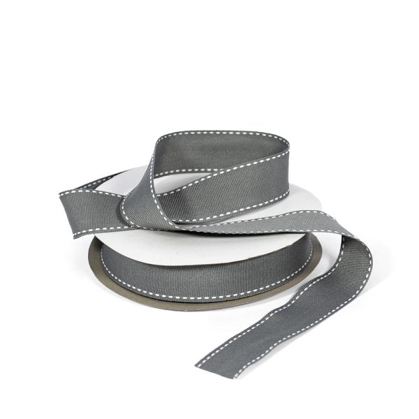 Grosgrain Ribbon | Grosgrain Ribbon – 25Mm X 25M – Dark Grey With White Stitch Grosgrain Ribbon Grosgrain Ribbon