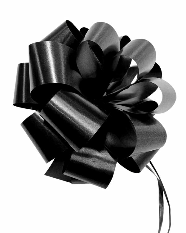 Pom Pom Bows – Pull String | 12 X Pull String Pom Pom Bow – Black Gift Bows Pom Pom Bows - Pull String