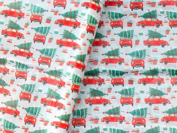 Christmas Tissue Paper | Christmas Tissue Paper - Red Cars & Trees - 100 Sheets